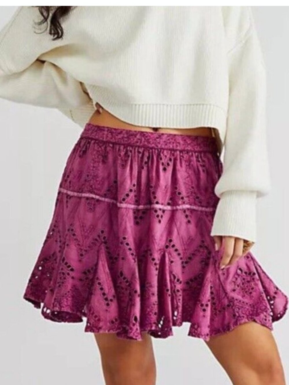 Free People Serenity Eyelet Mini Skort